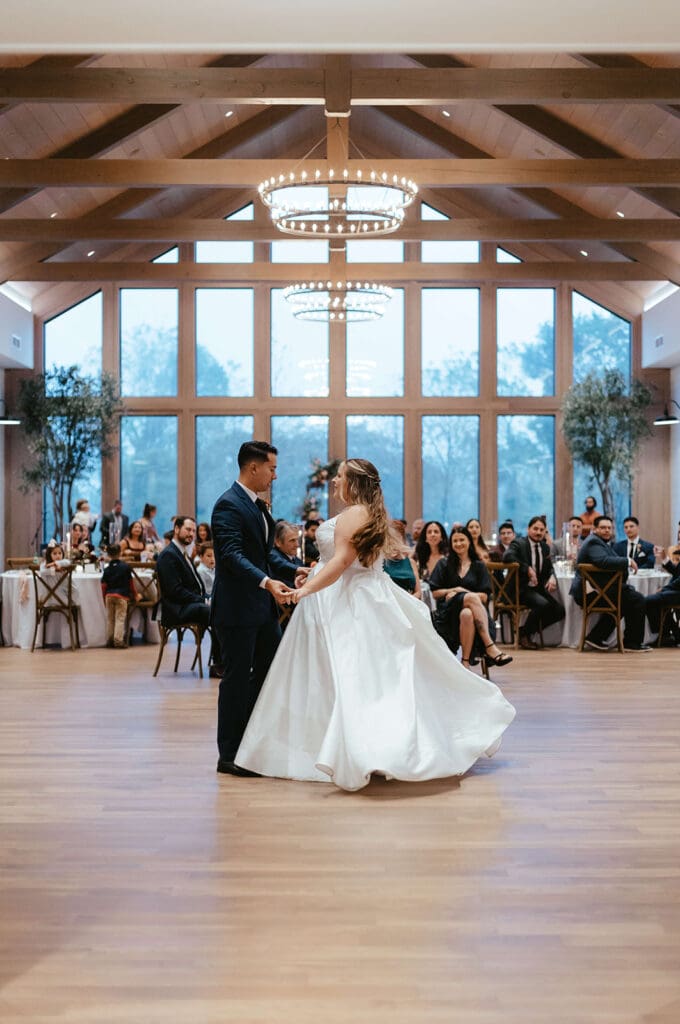Bride and groom sharing first dance