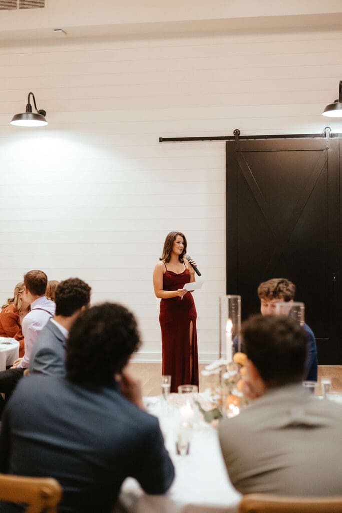 Bride's sister giving speech