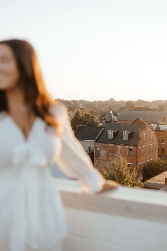 The rooftops of downtown Lancaster City during golden hour