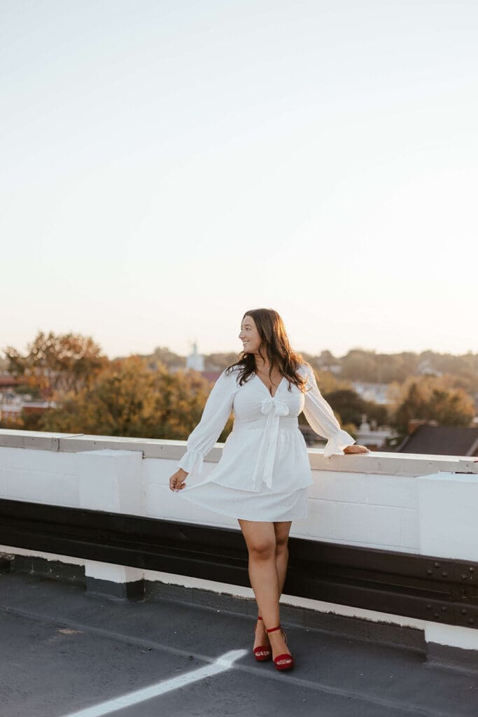 College graduation portrait on the roof of a parking garage in Lancaster City, Pennsylvania