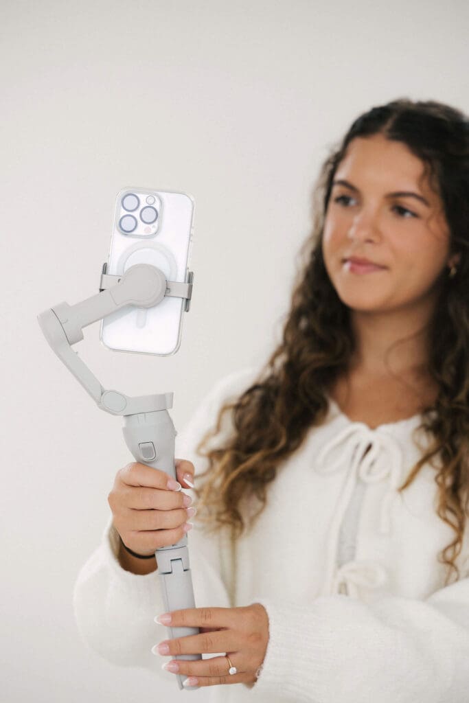 Wedding content creator Johanna Rose Creative using an iPhone to film wedding content